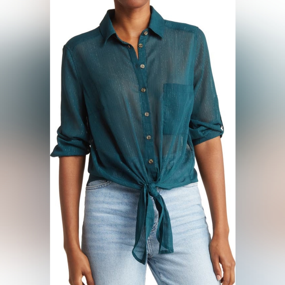 Lost + Wander Thompkins Top in deep teal, size women medium